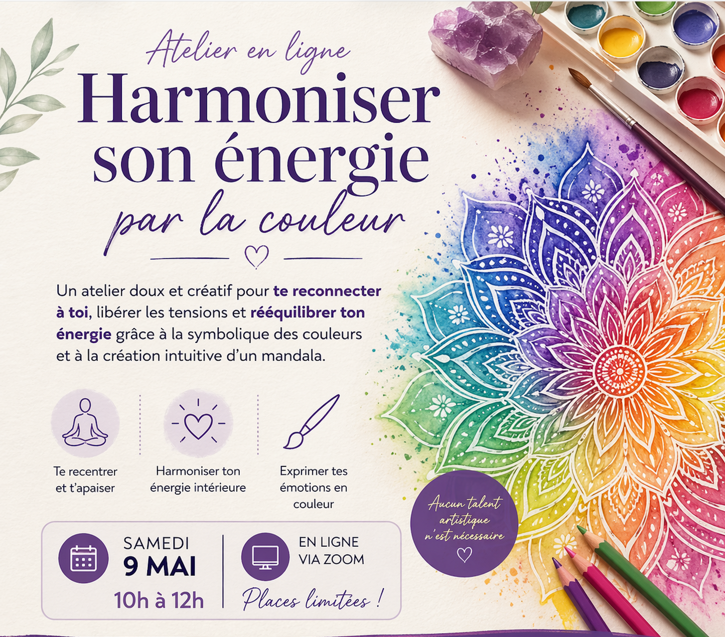 Atelier art Harmoniser son énergie par la couleur (samedi 9 mai 2026)