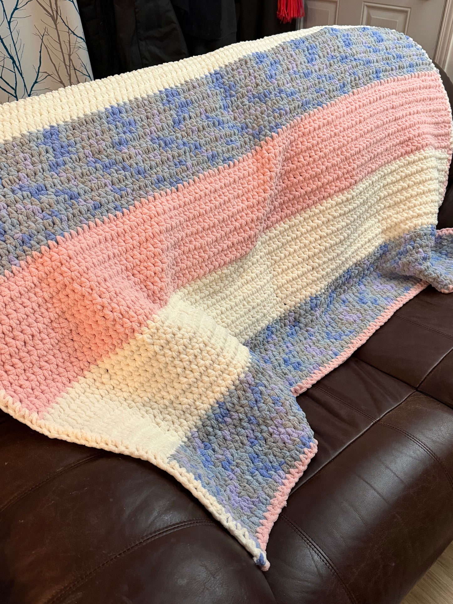 Jetée (couverture) rose, violet & beige