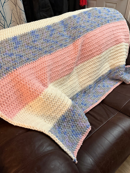 Jetée (couverture) rose, violet & beige