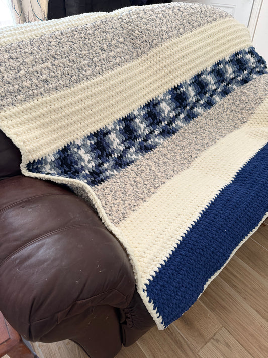 Jetée (couverture) bleu/beige